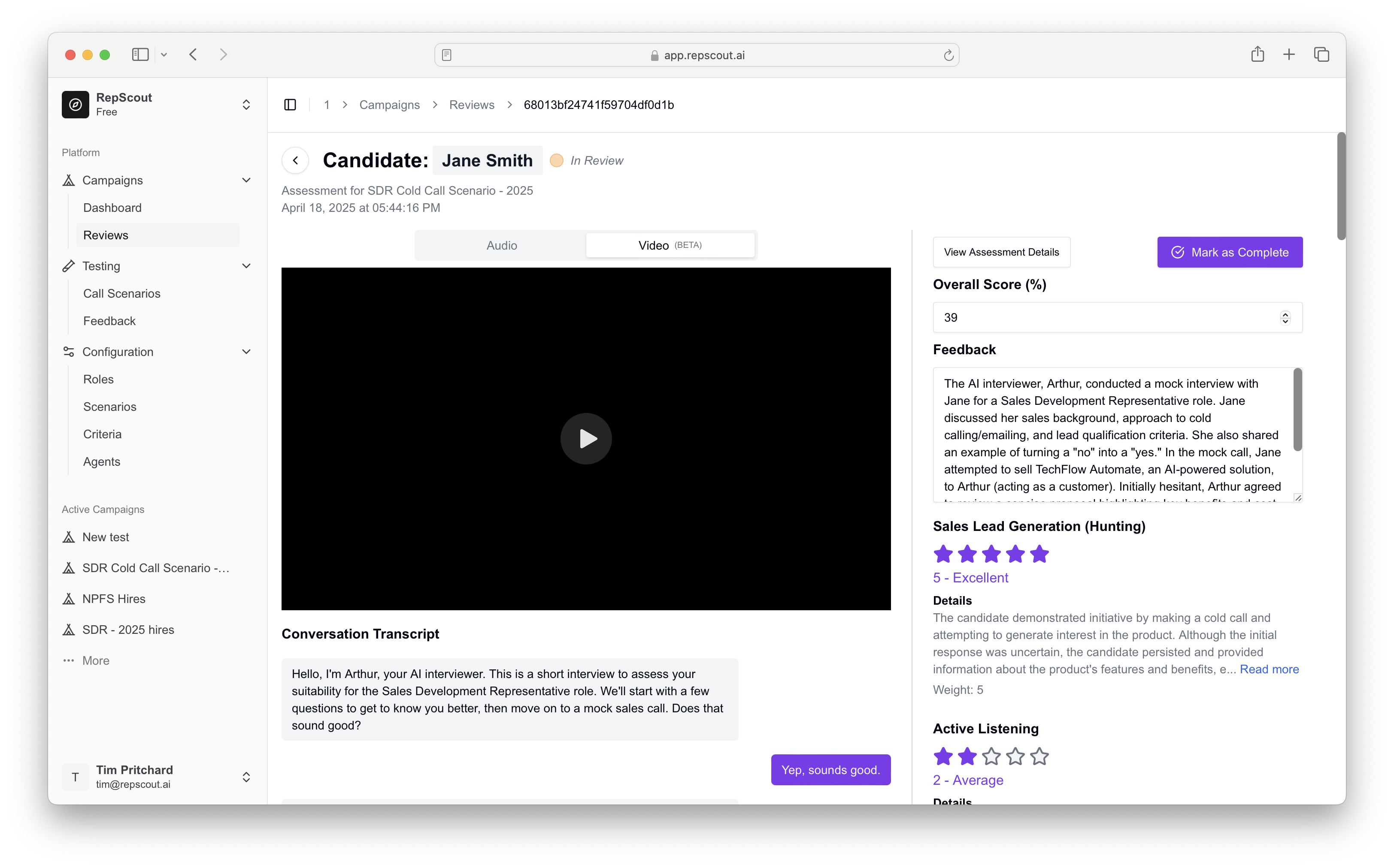Candidate Results Dashboard
